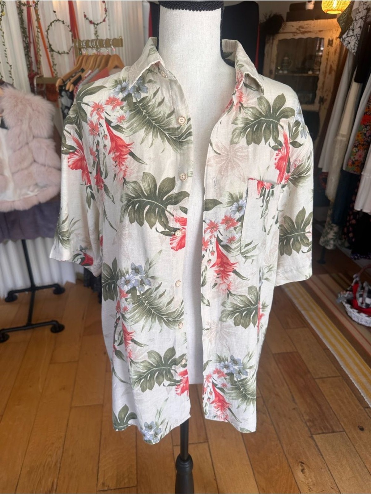 Tasso Elba Island – Cream Silk-Linen Tropical Floral
