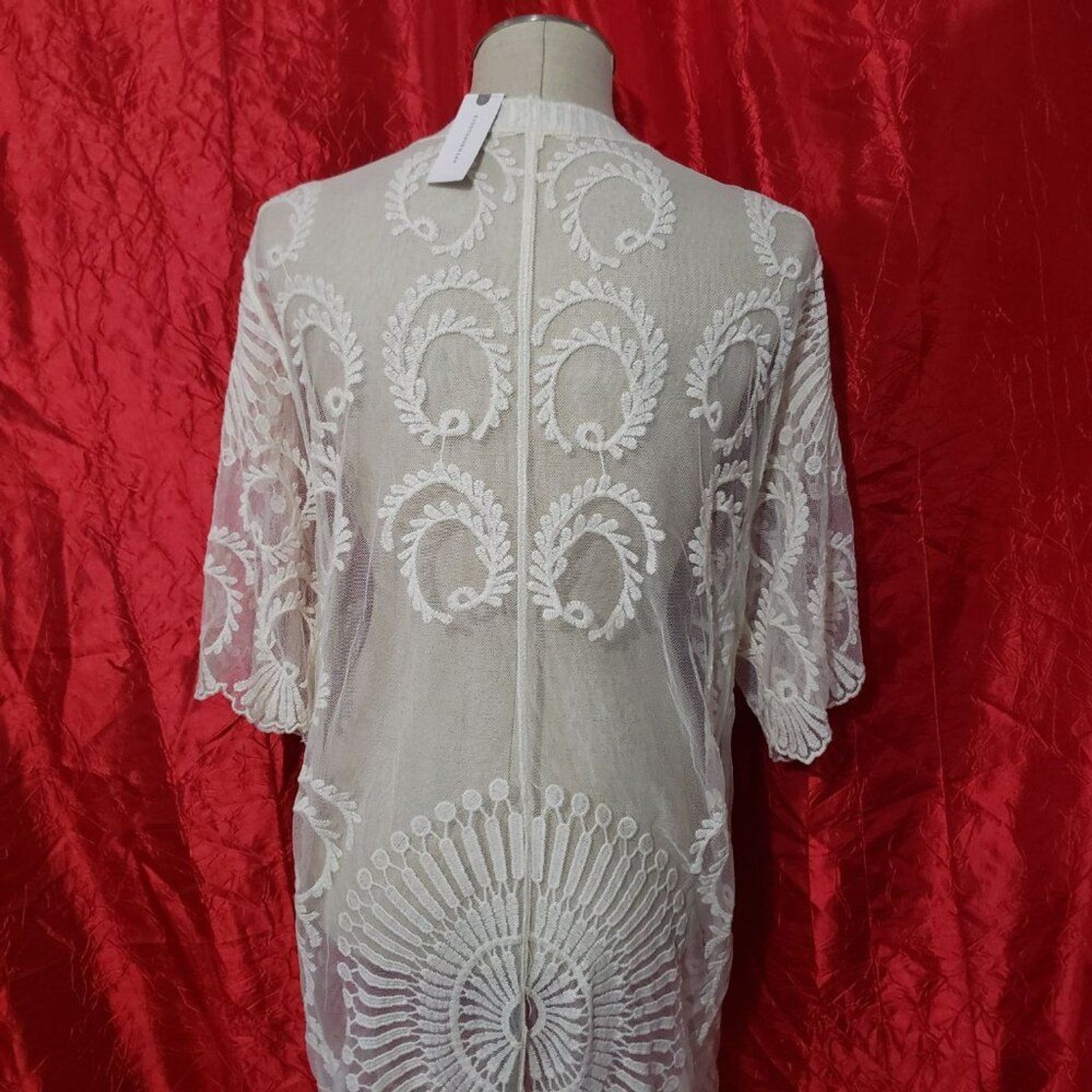 New Anthropologie Do Everything in Love Ivory Long Lace Cardigan Duster Cover Up