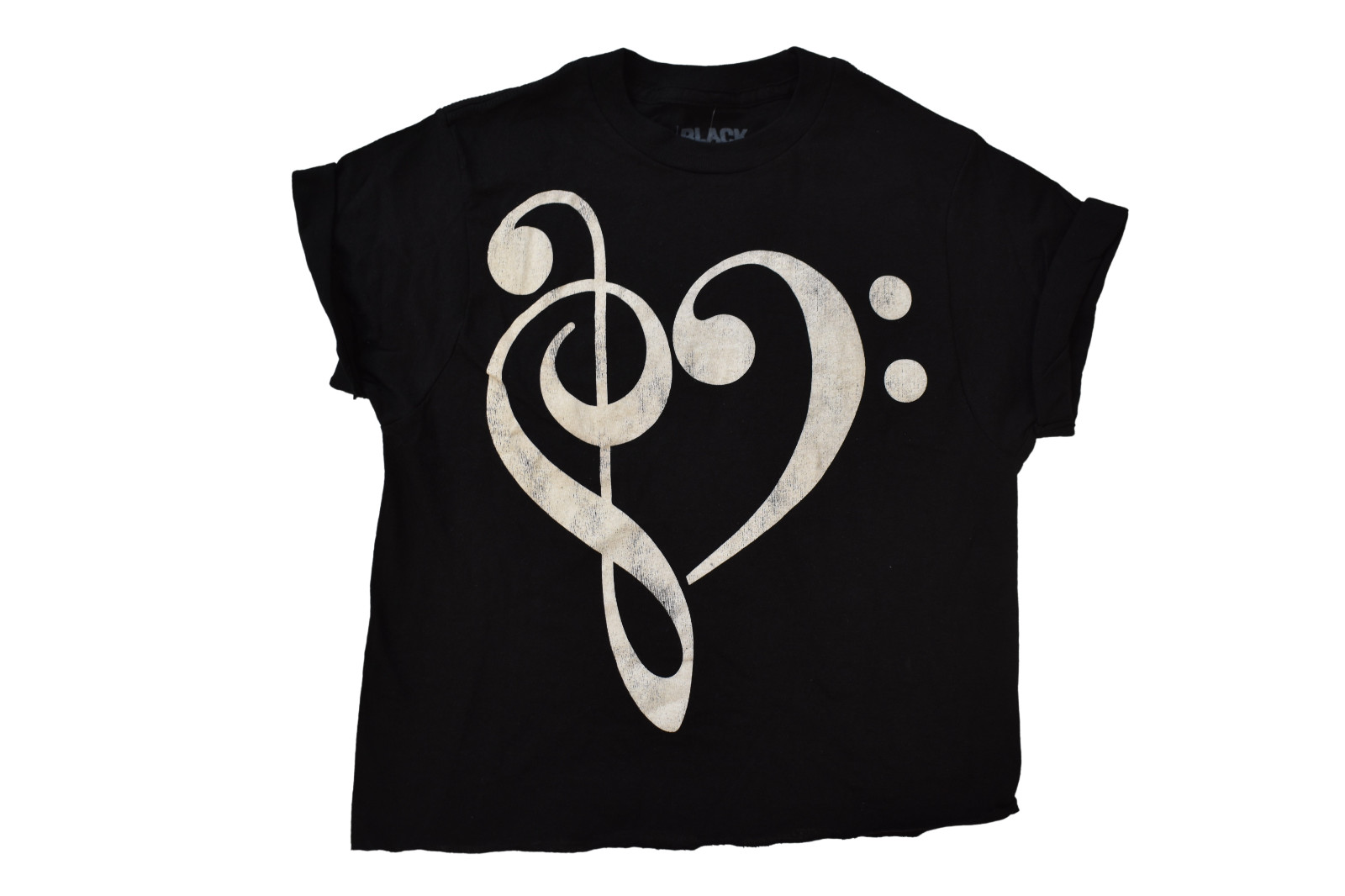 Hot Topic Juniors Treble & Clef Heart Music Note Black Crop Top Shirt NWT XS-3XL