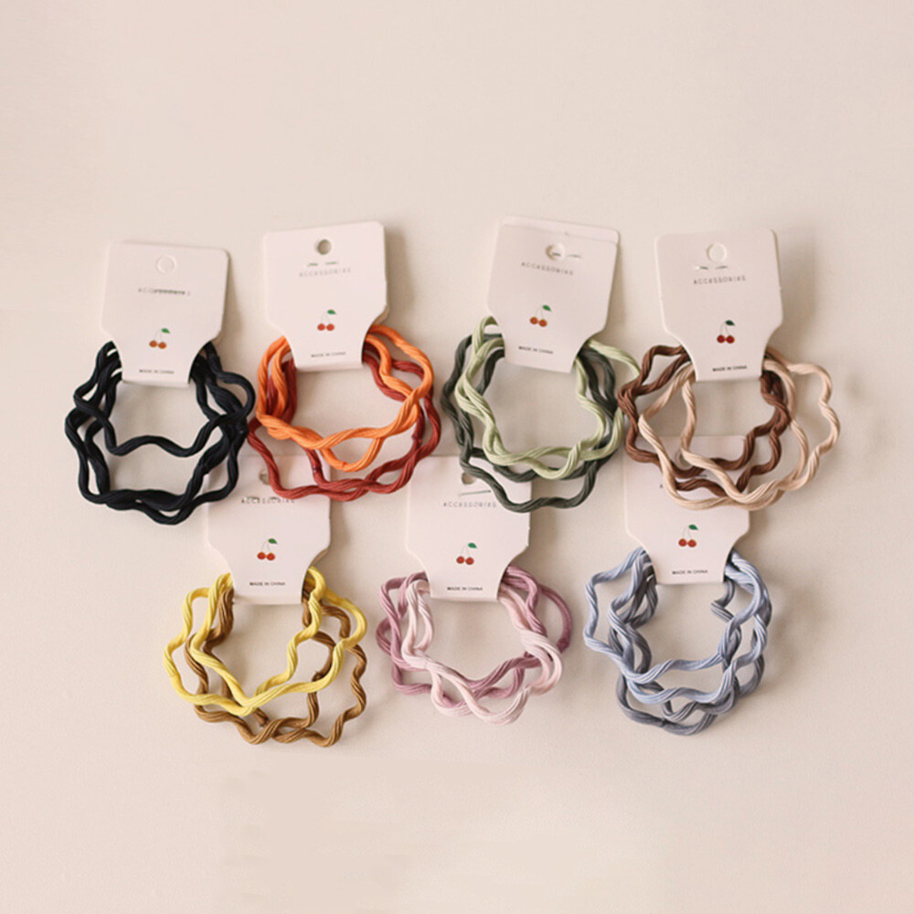 4PCS/SET Fashion High Elastic Wavy Hair Rope Rubber Band Hair Holder Accessories