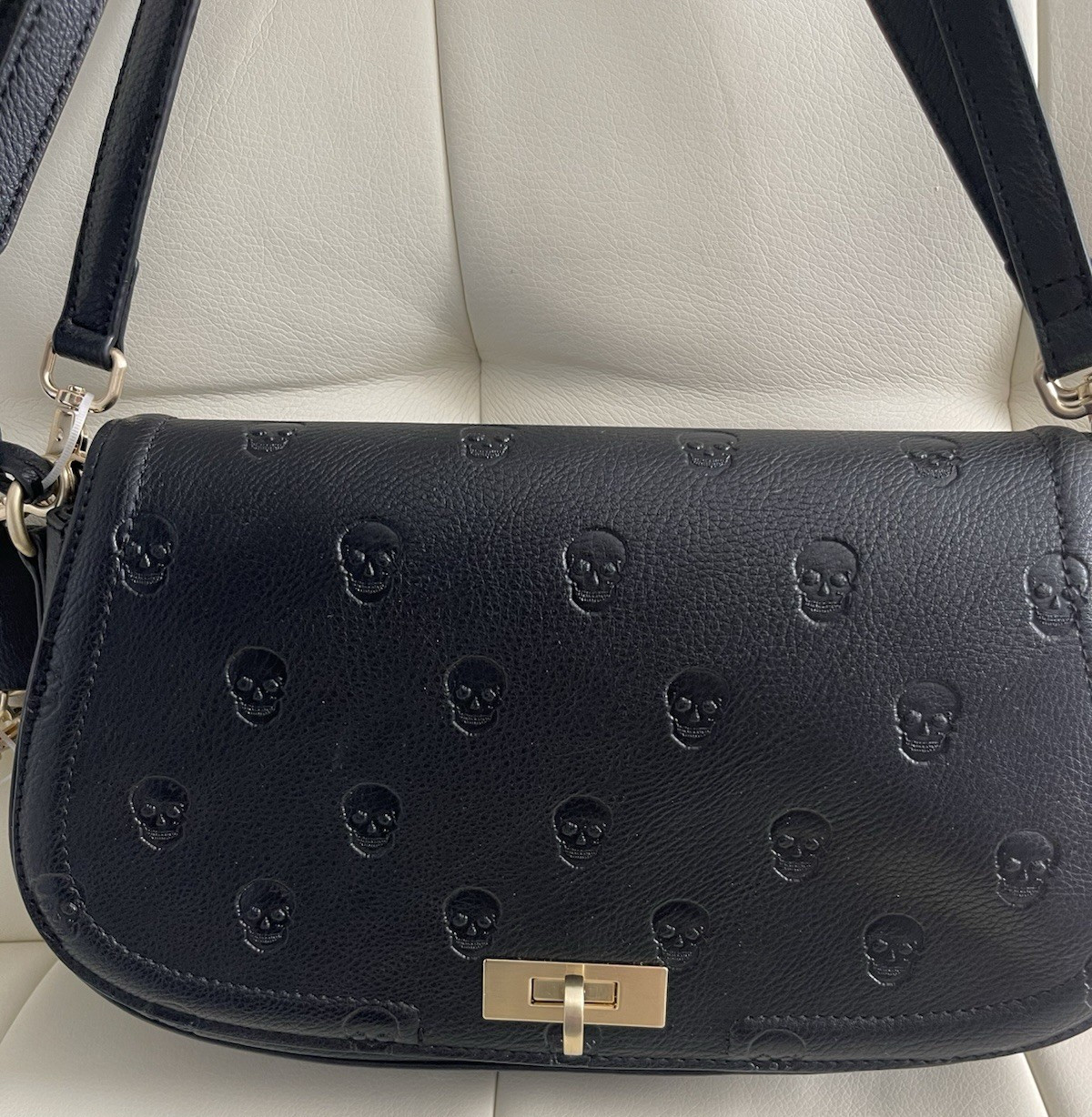 New Betsey Johnson Embossed Skull Shoulder Crossbody Bag Handbag XO Marci Black