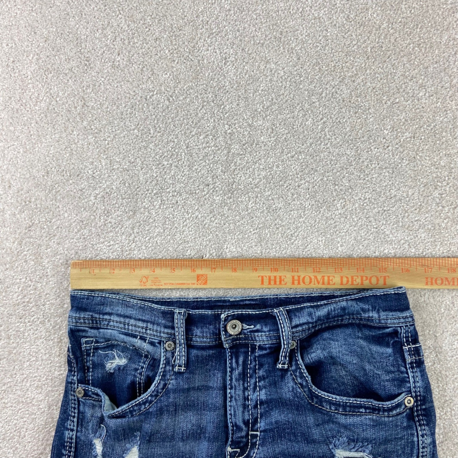 BKE Jake Jeans Mens 32×34 Blue Distressed Bootcut Dark Wash Stretch Denim
