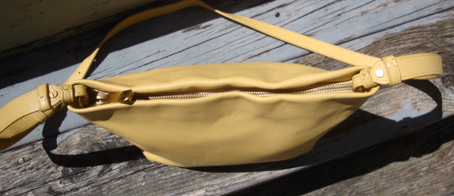 J CREW Yellow Soft Leather Oslo Crossbody Handbag Hobo Shoulderbag Lightweight