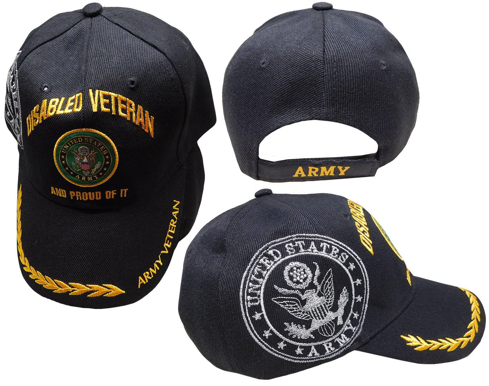 U.S. Army, Disabled Veteran, Emblem on bill, black hat, licensed *