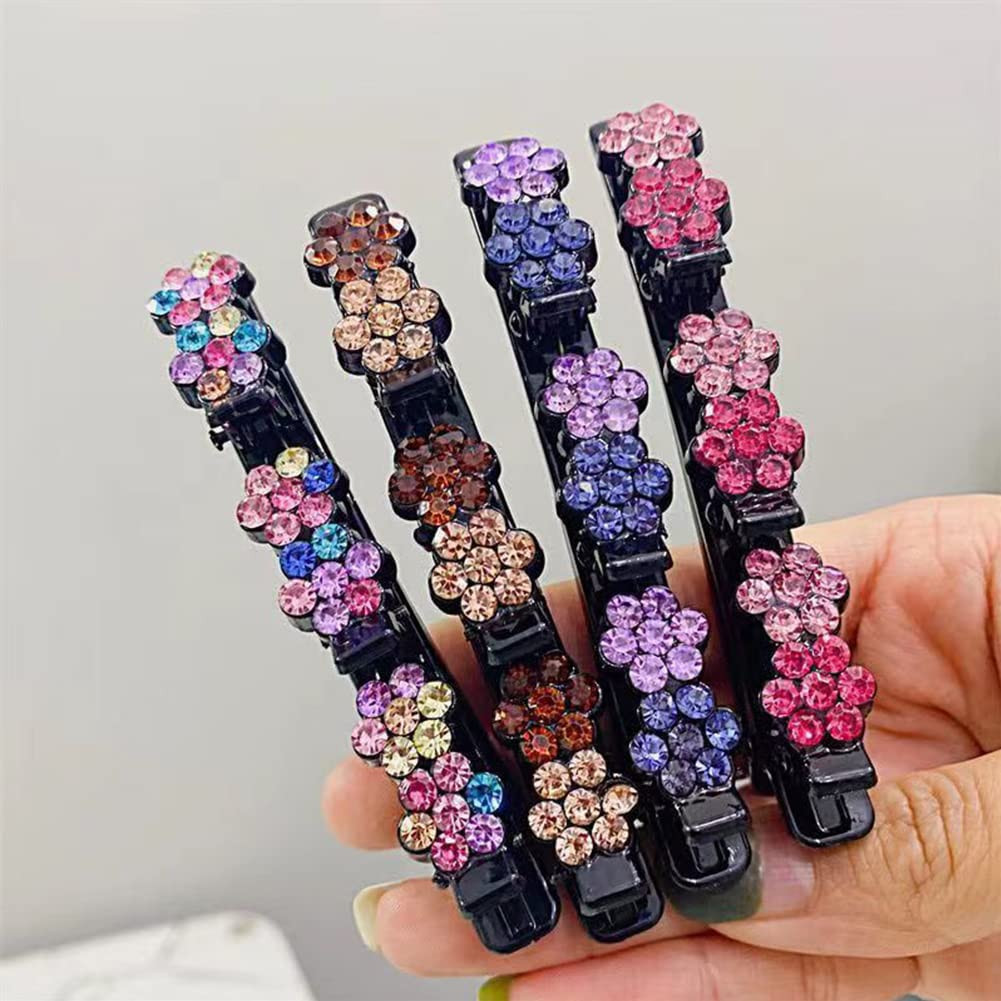 4PCS Sparkling Crystal Stone Braided Hair Clips, 2026 New Crystal Stone Braided