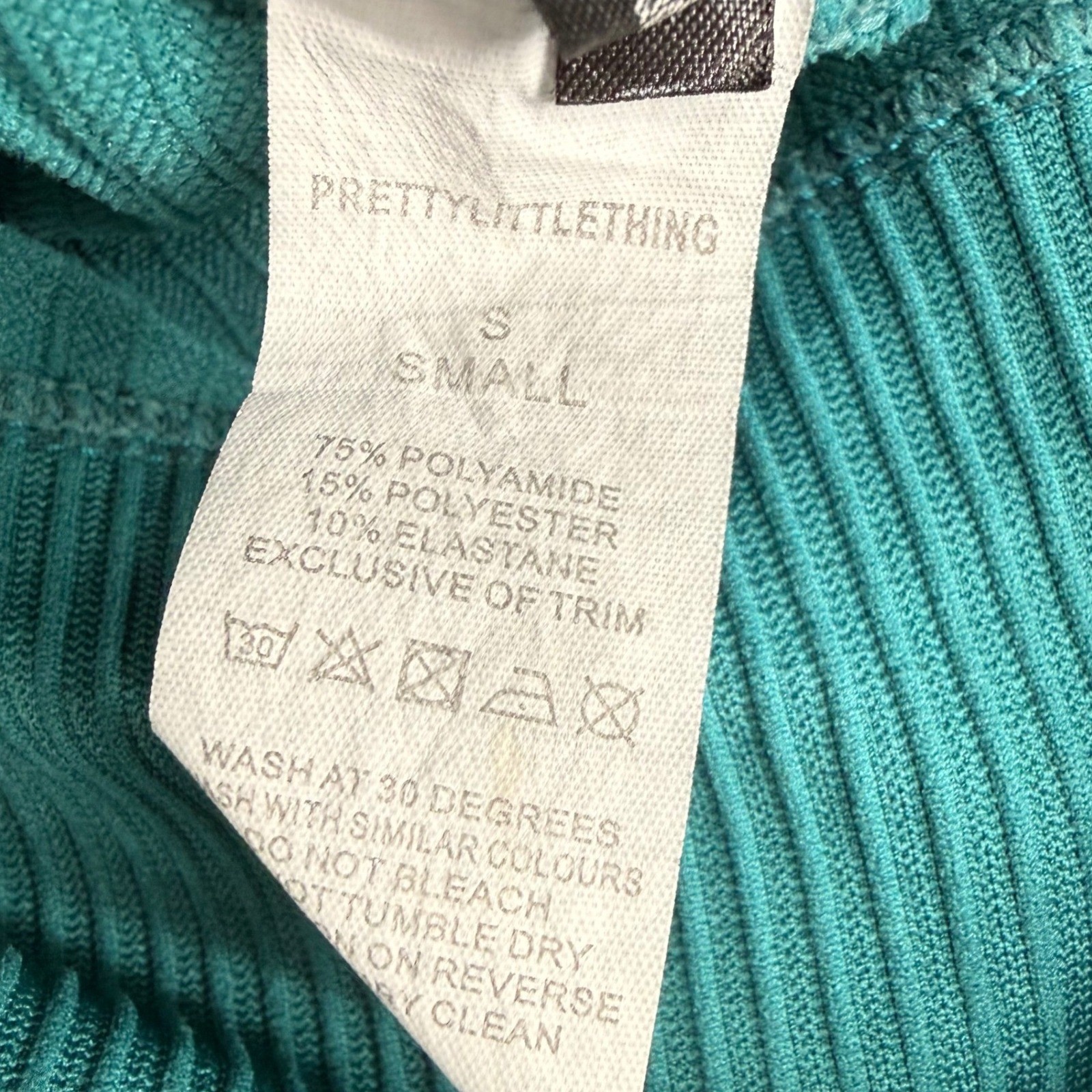 PrettyLittleThing Ribbed Activewear Set Teal Green Sports Bra Leggings Small