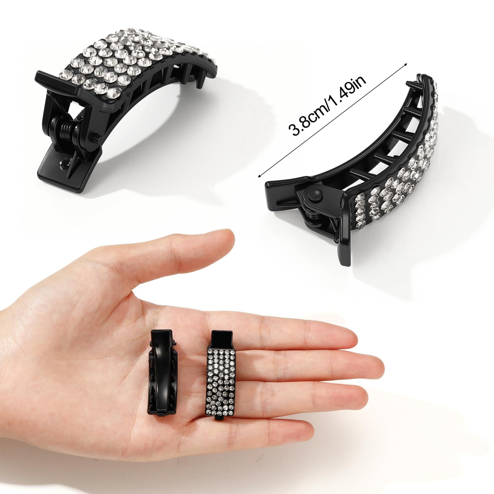 CWJCYTNSN 10 Pcs Small Rhinestone Hair Clips 1 Count (Pack of 10), Mix Color