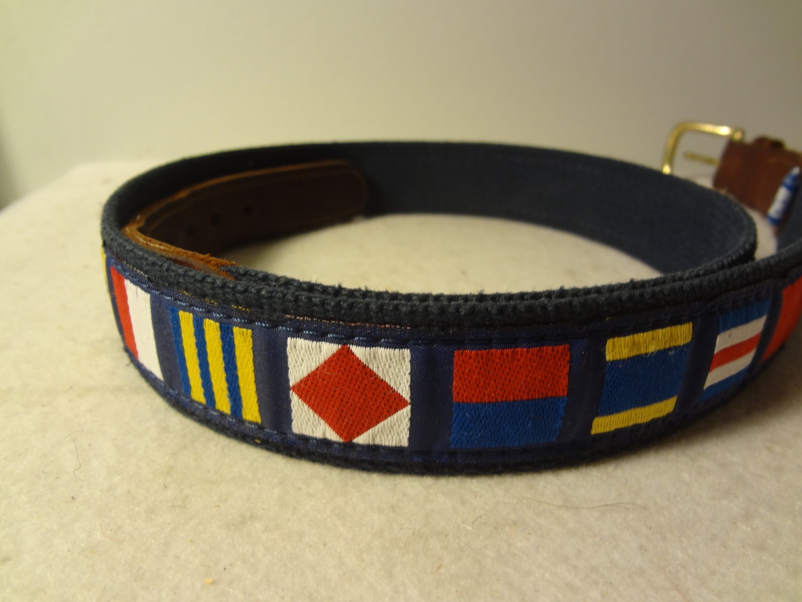 Vintage Preppy Belt with Flags by Preston Made In New England 35 1/2″ – 38 1/2″