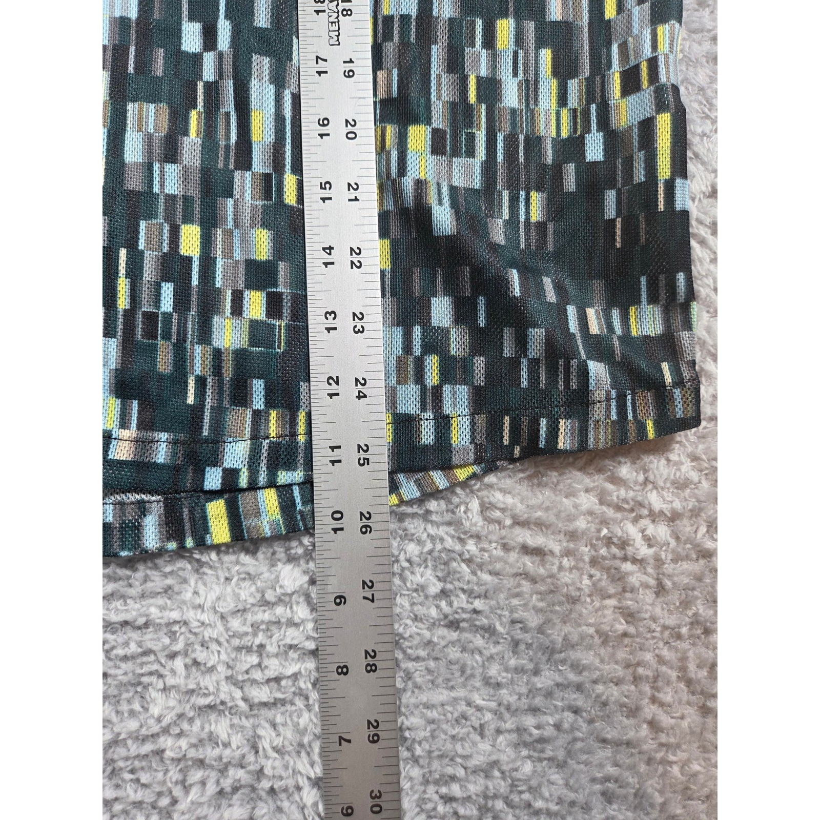 Kenneth Cole New York Mens Large Geometric Digital Print Mesh Shirt Short Sleeve