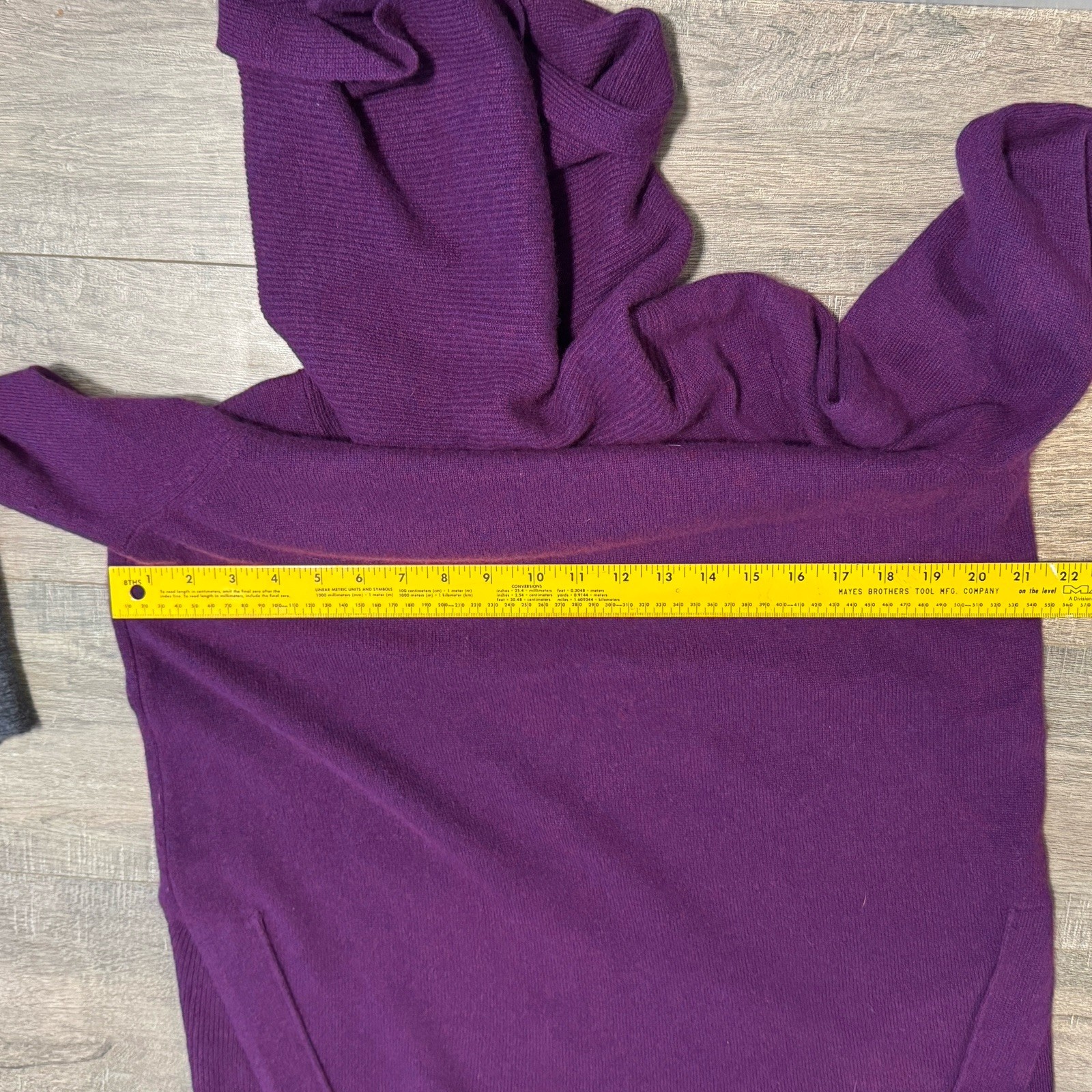 White + Warren Purple Cashmere Sweater Cowl Neck Size Large Long Tunic Luxe
