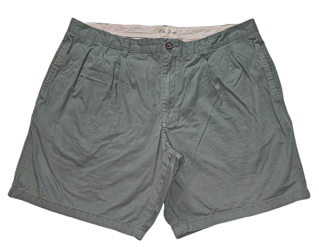 Vintage Palm Beach Classic Fit Blue Green Pleated Chino Shorts Men’s Size 40