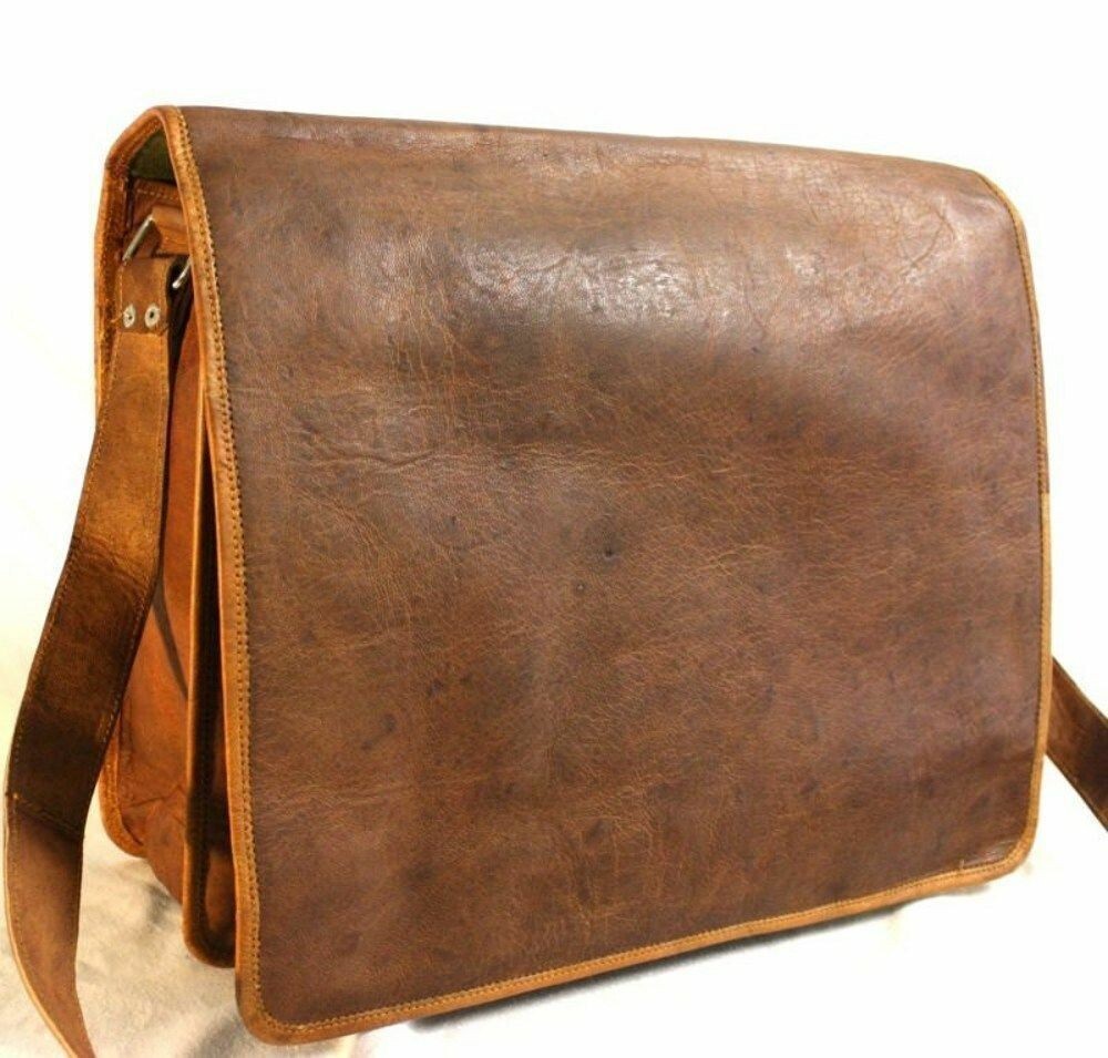 Office Satchel Work Laptop Leather Brown Genuine Vintage Crossbody New Bag