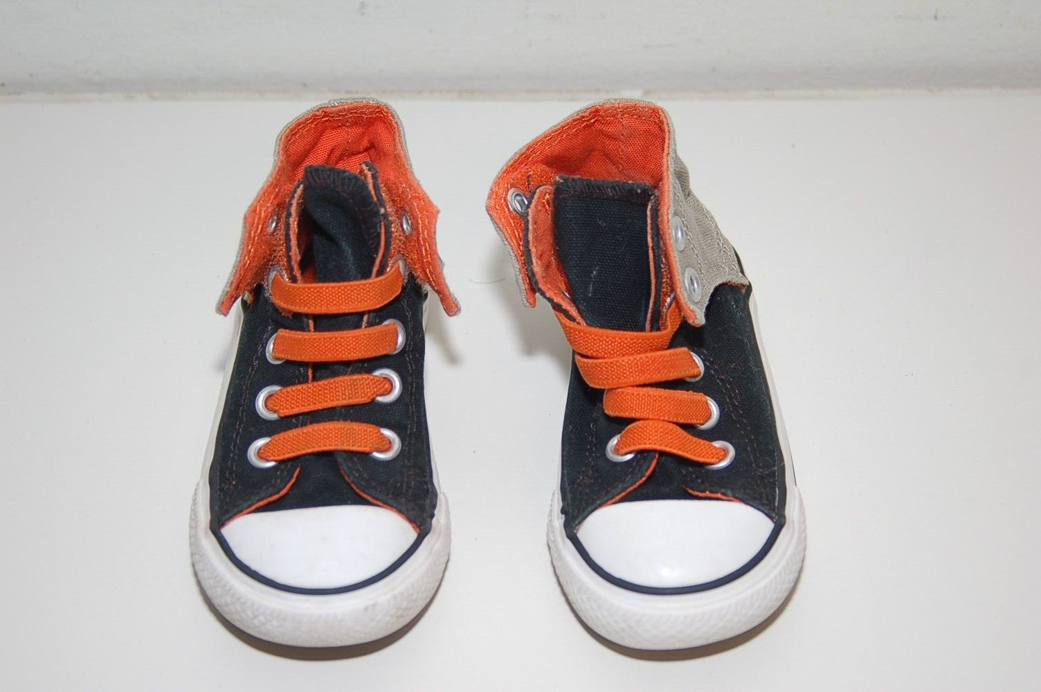 Converse All Star Black Orange Tan Tops Sneakers Shoes Size 6Y