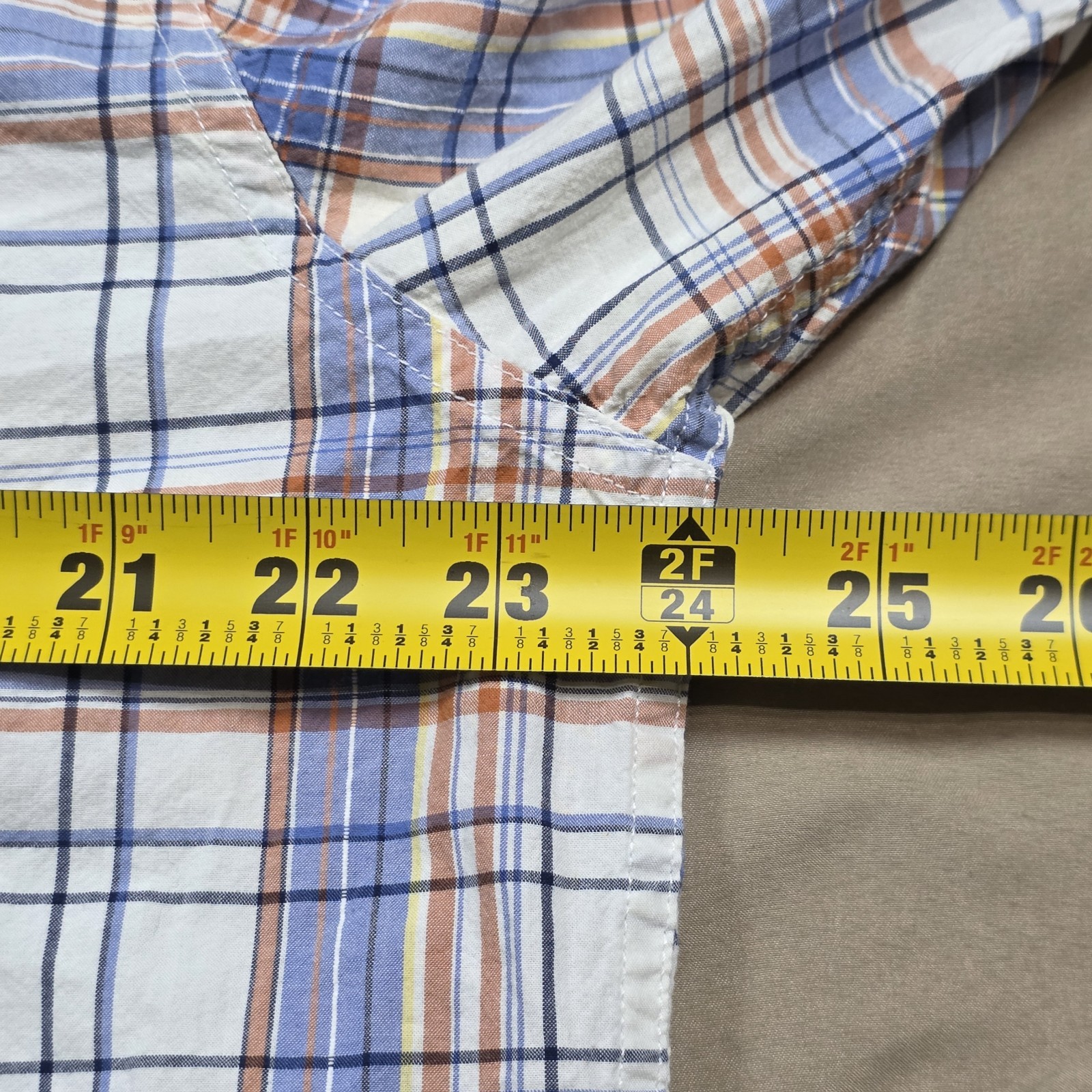 American Eagle Outfitters Men’s L Plaid Cotton Button-Down Shirt Blue Pockets