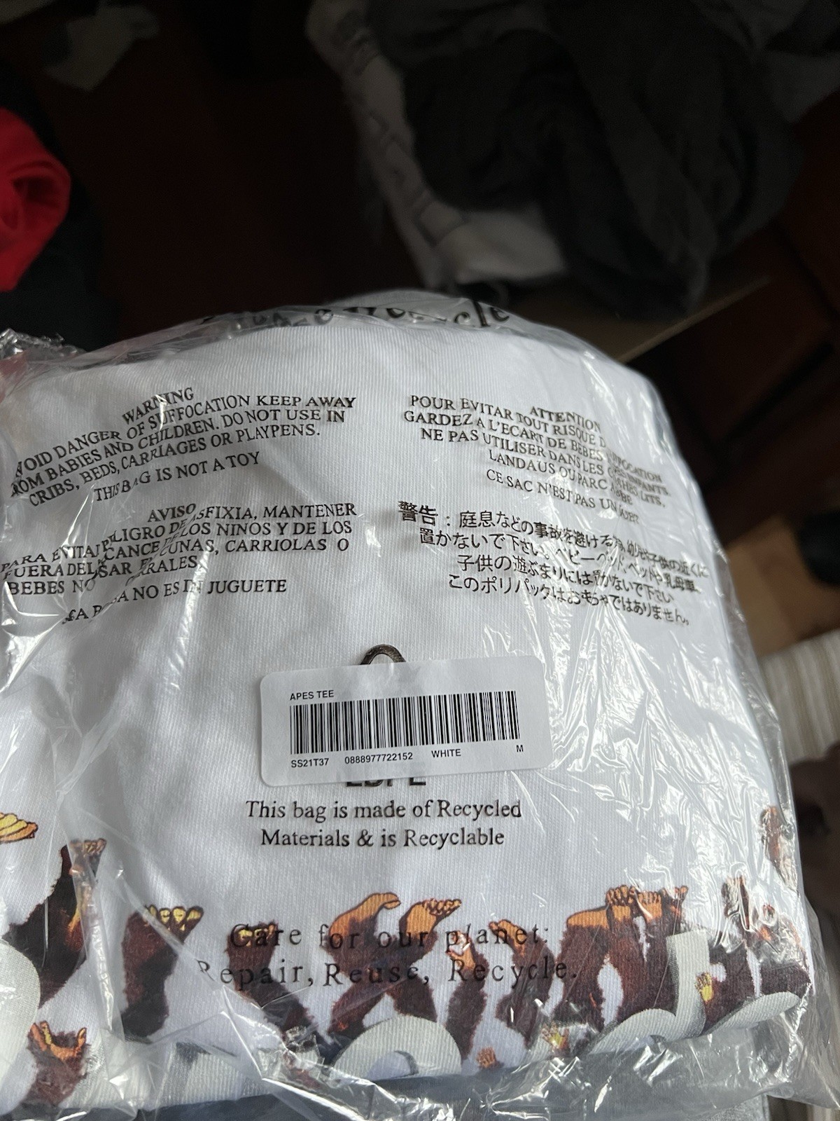 Supreme S/S Apes T-Shirt SS21 White Size Medium DS