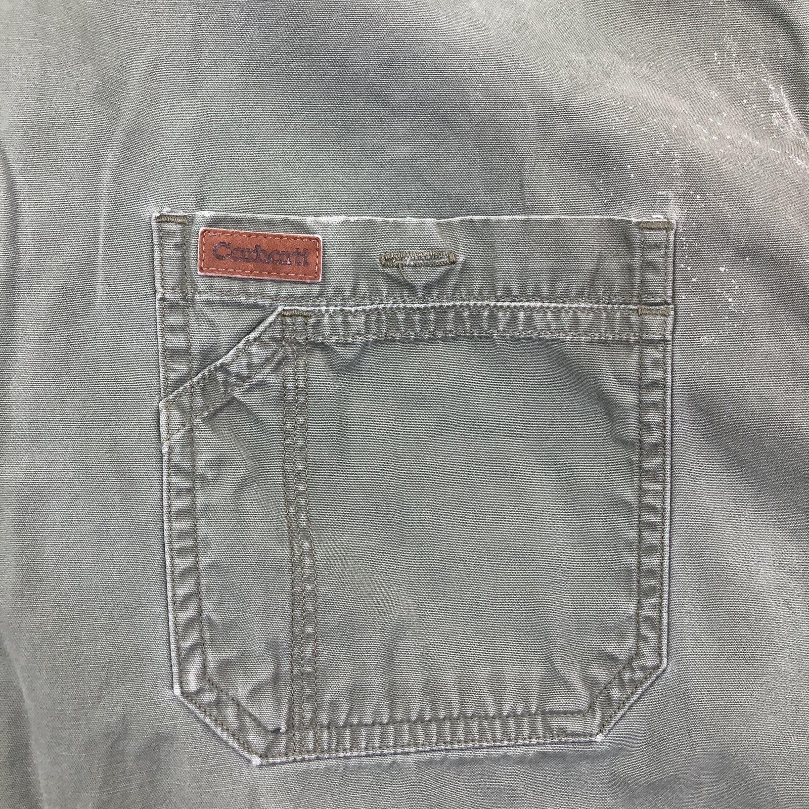 Carhartt Shirt Mens 2XL Green Solid Short Sleeve Button Front Casual Workwear