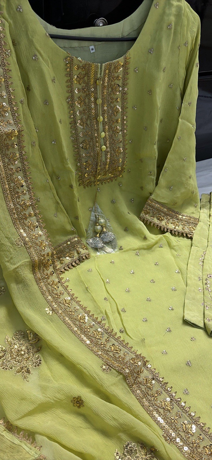 Indian Pakistani Traditional Mehndi Wedding Party Wear Salwar Kameez Suit M New