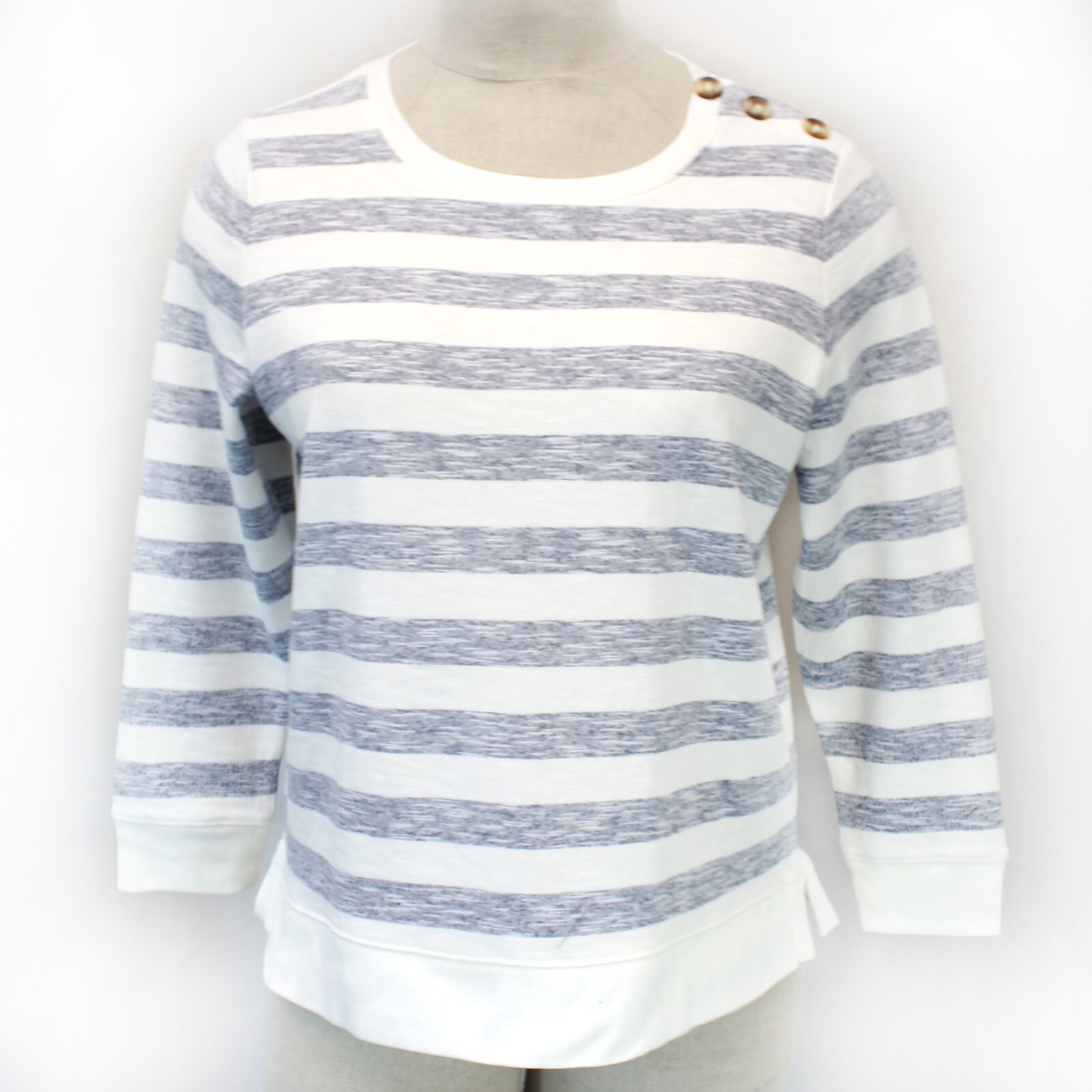 TALBOTS Plus terry 100% Cotton STRIPE TOP SWEATSHIRT 3X Petite slits nautical