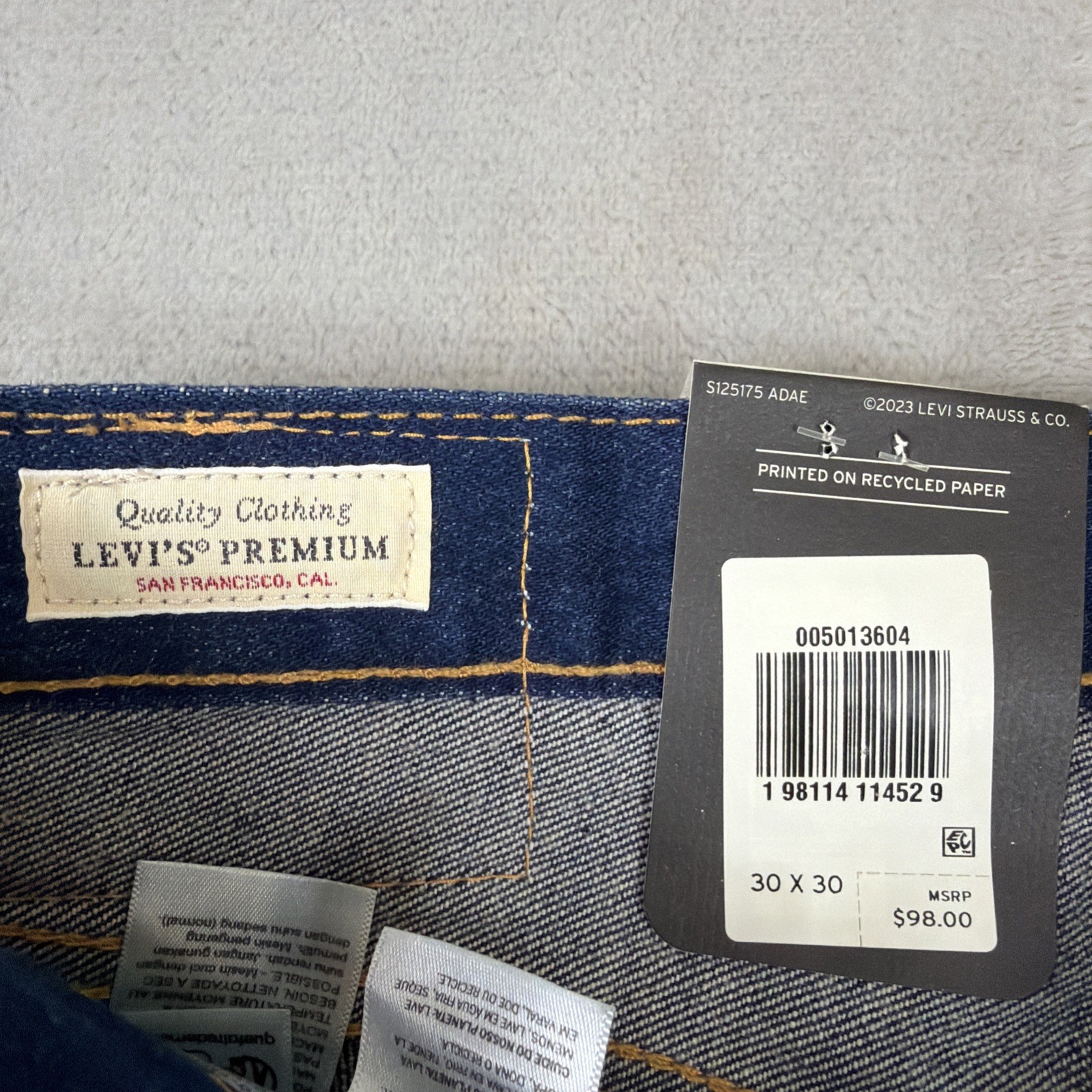 Levi’s Premium 501 Original Jeans Men’s 30×30 Blue Denim Straight Leg Stretch