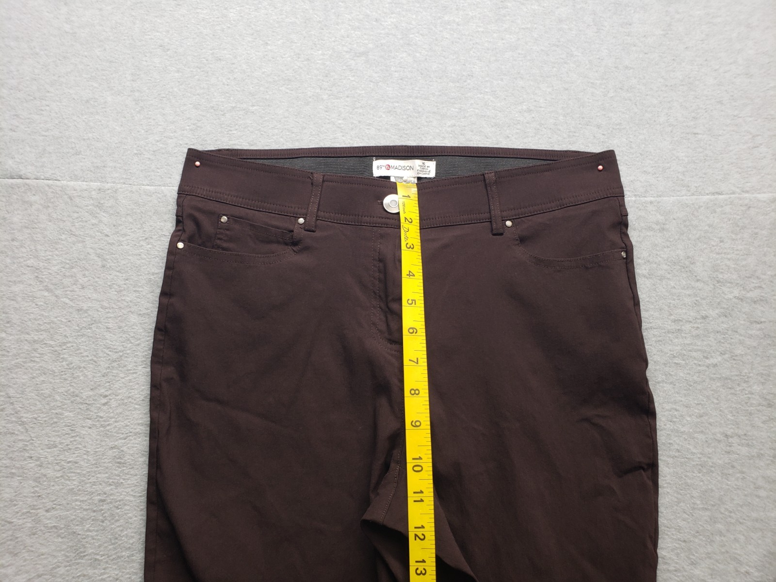 89th & Madison Women Pant 10 Brown Straight Leg High Rise Stretch Casual Career