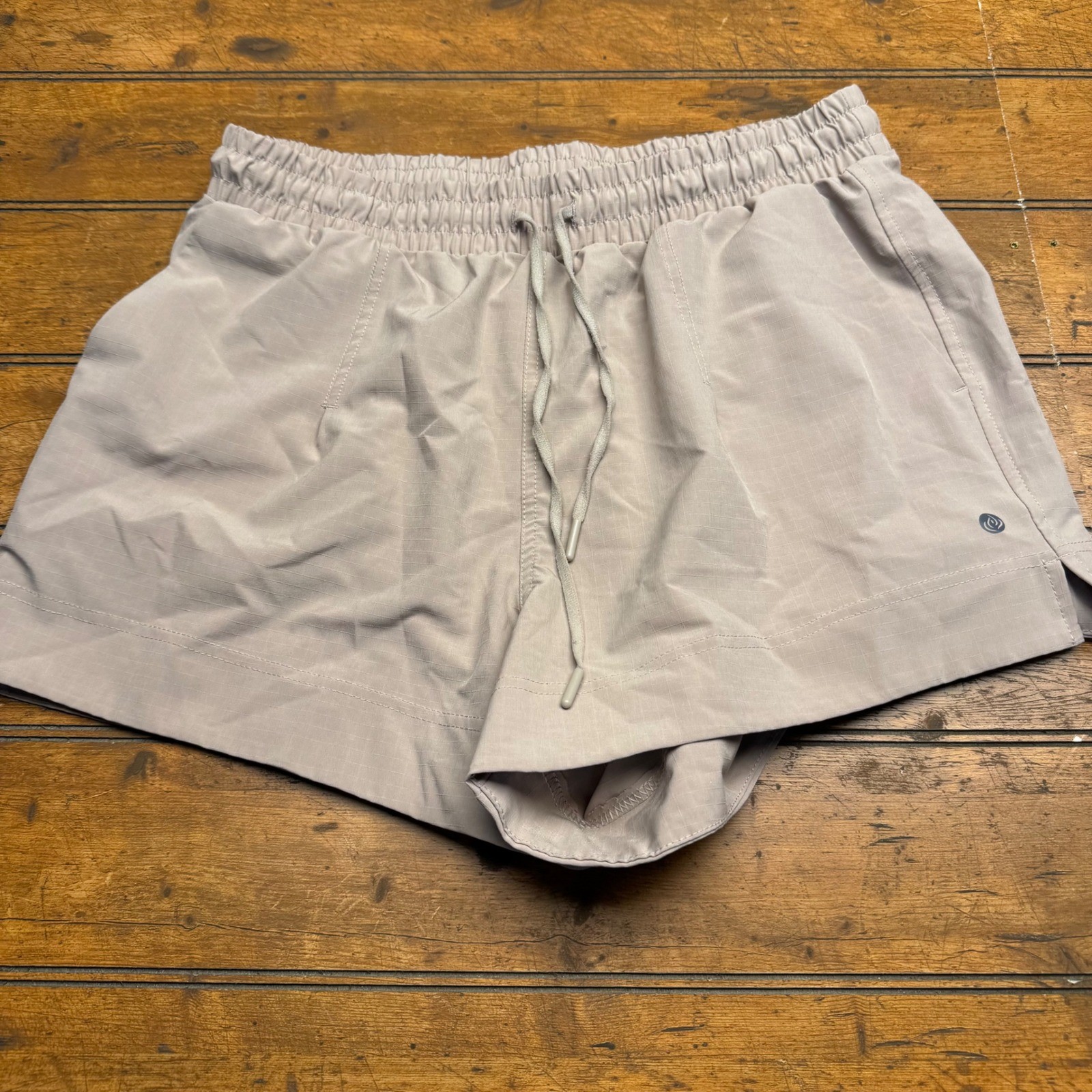 APANA Women’s Athletic Shorts Tan Drawstring Waist Pockets Size L