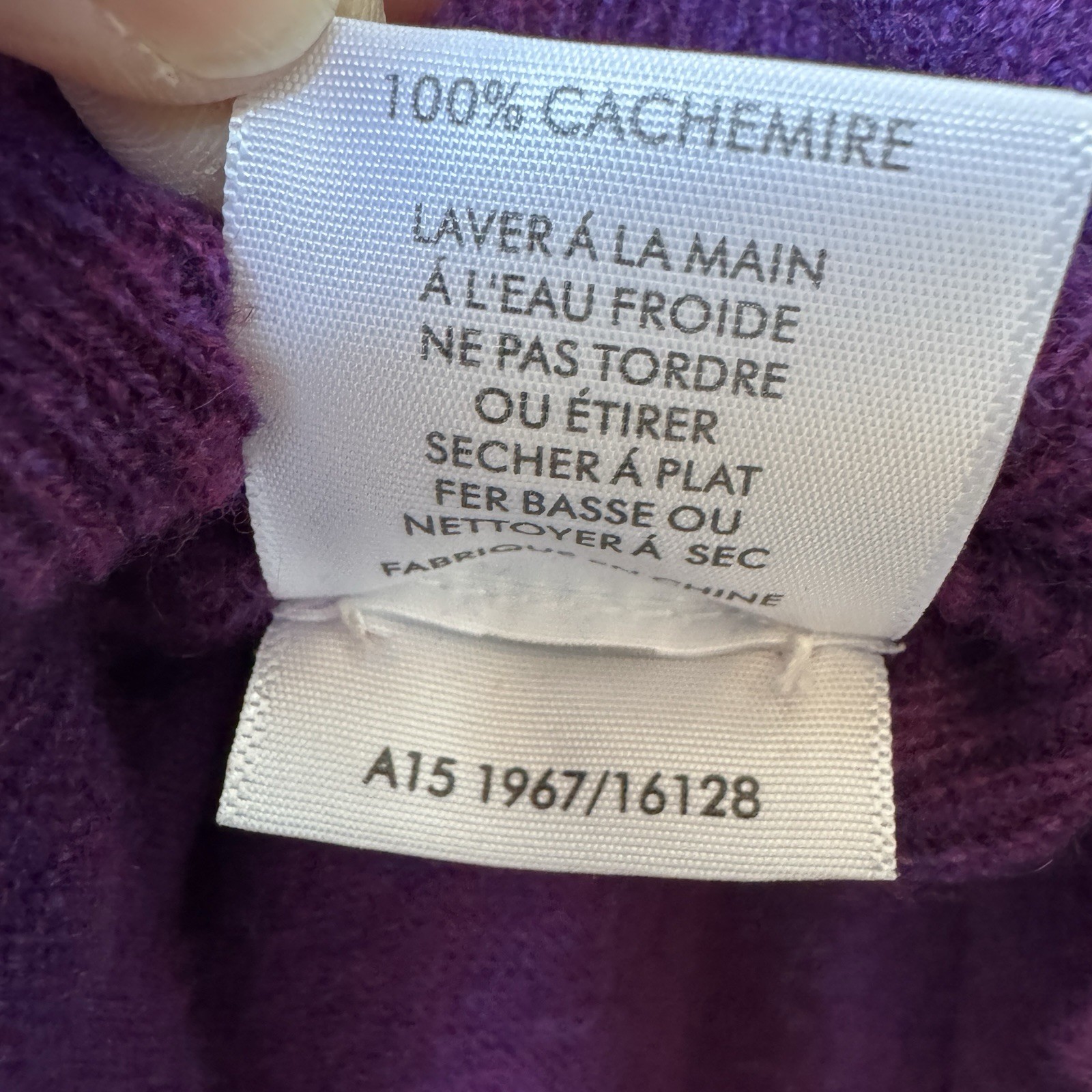 White + Warren Purple Cashmere Sweater Cowl Neck Size Large Long Tunic Luxe