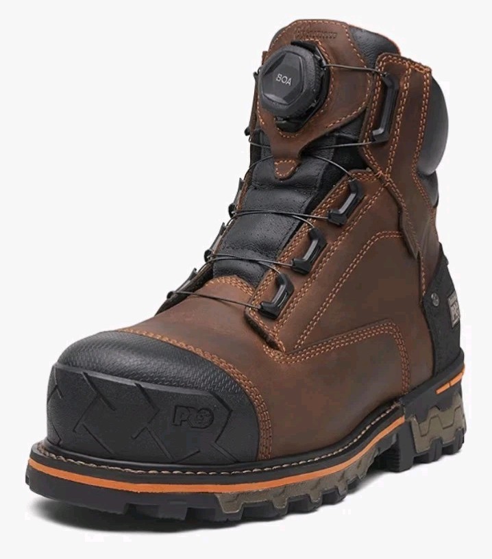 Mens Timberland Pro Boondock BOA Waterproof Composite Toe Brown Boot Sz 12 Wide