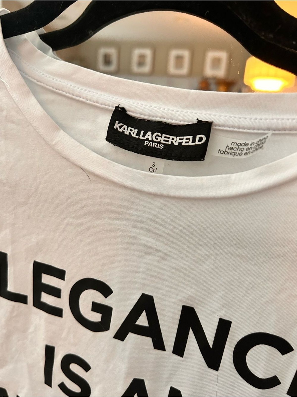 Karl Lagerfeld White and Black Graphic Crewneck Tee Small