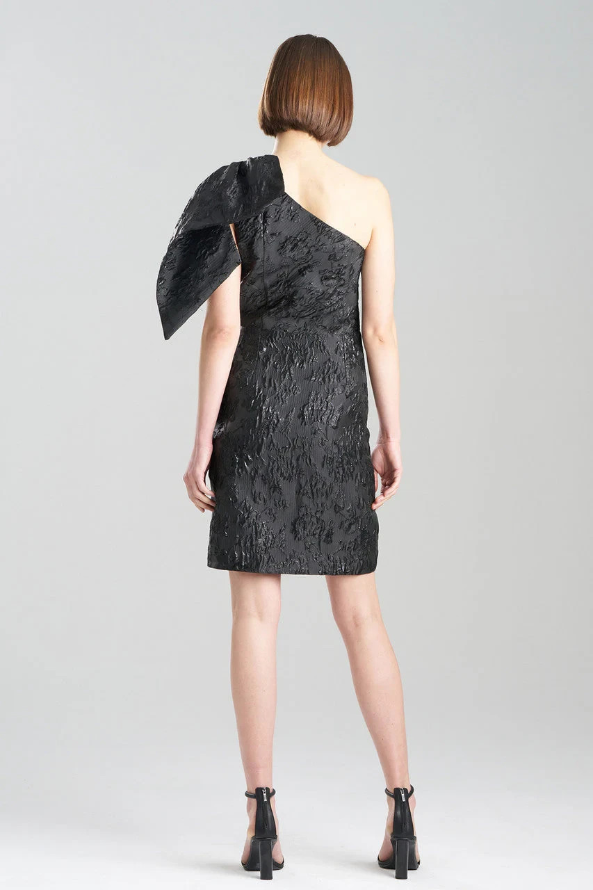 Natori Matelasse Jacquard One Shoulder Dress Womens 14 Black $185