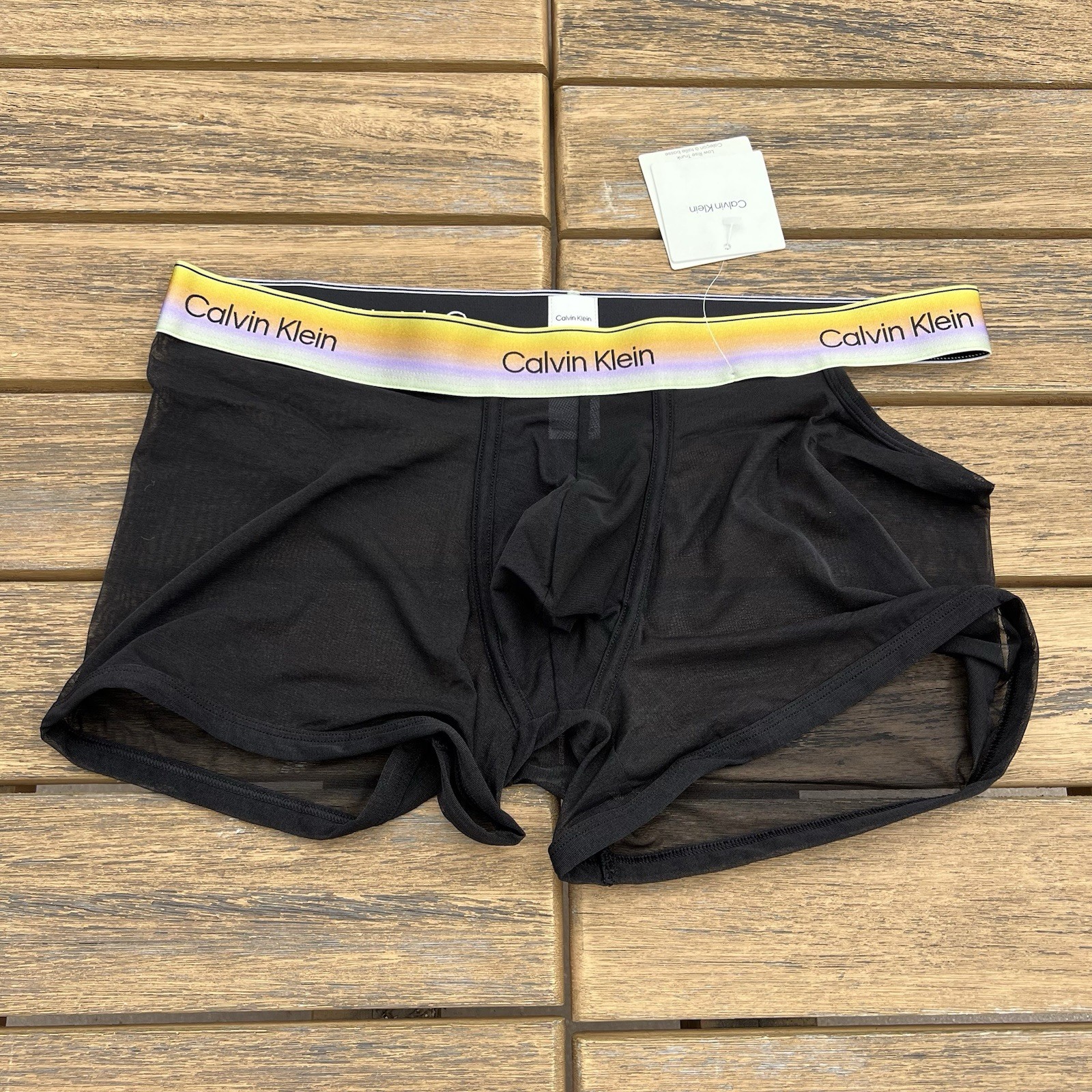 Calvin Klein CK men black icon sheer mesh nylon Trunk underwear size M L