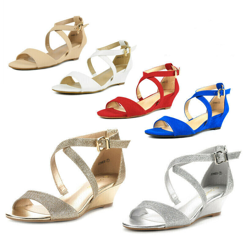 DREAM PAIRS Women’s Ankle Strap Low Wedge Sandals Open Toe Casual Dress Shoes