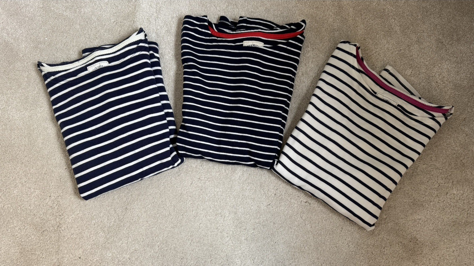 THREE LONG SLEEVE HARBOUR STRIPE COTTON TOPS SIZE 12