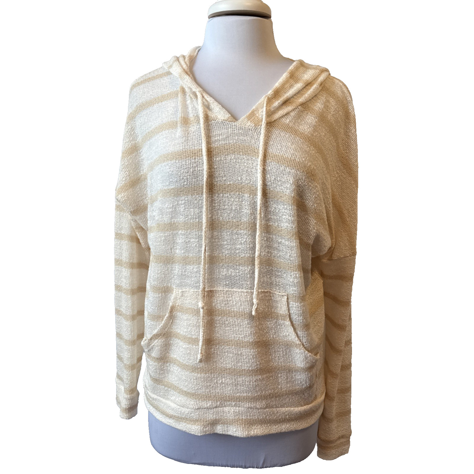 Enti Women’s M Boho Lightweight Open Knit Hoodie Sweater Beach Coastal Travel