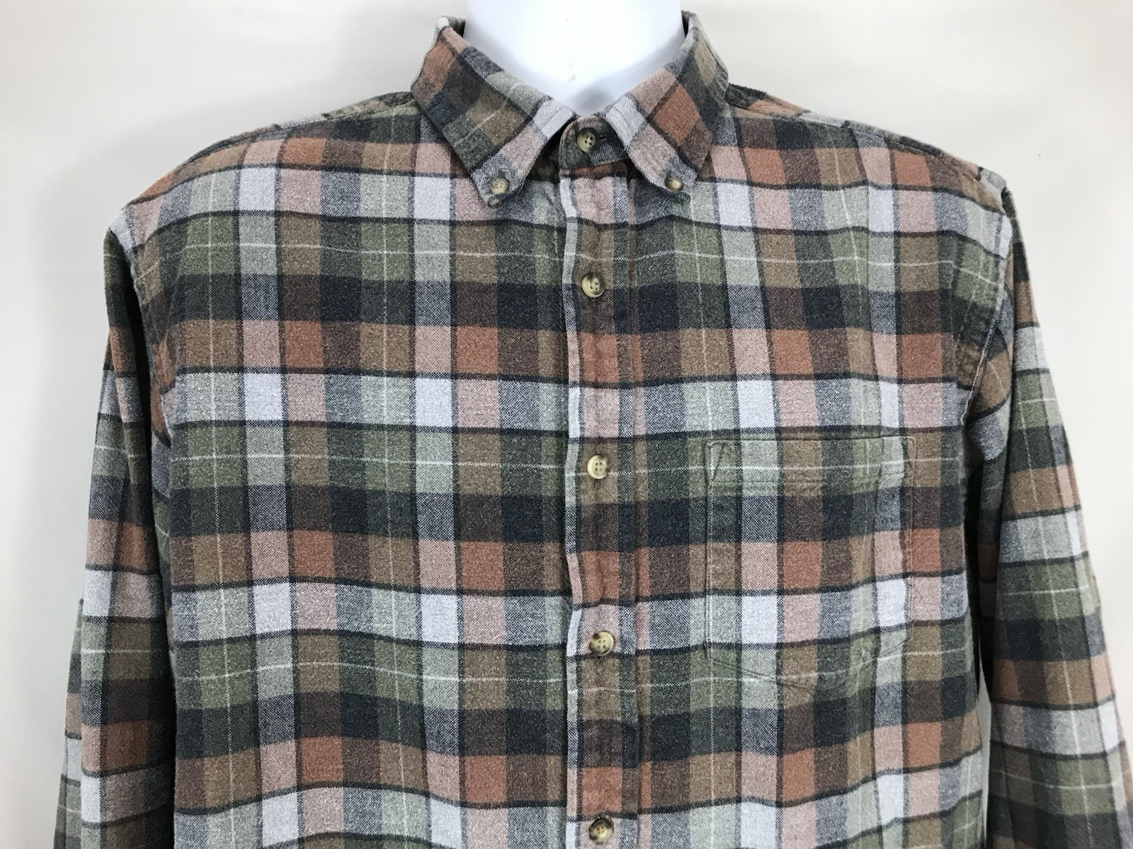 Pendleton Mason Shirt Mens Large Faded Worn Gray Multicolor Button Down