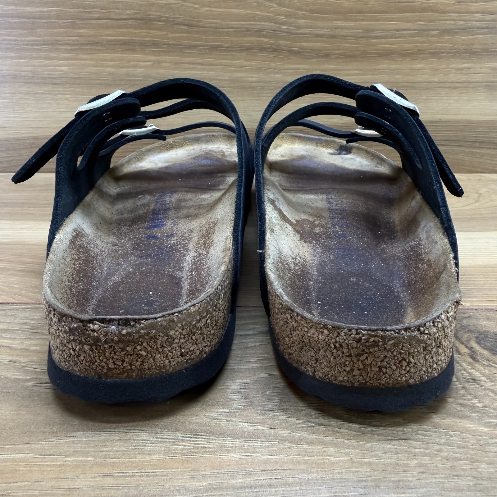 Birkenstock Florida Three Strap Sandals 10 N EU 41 Soft Footbed Black Nubuck