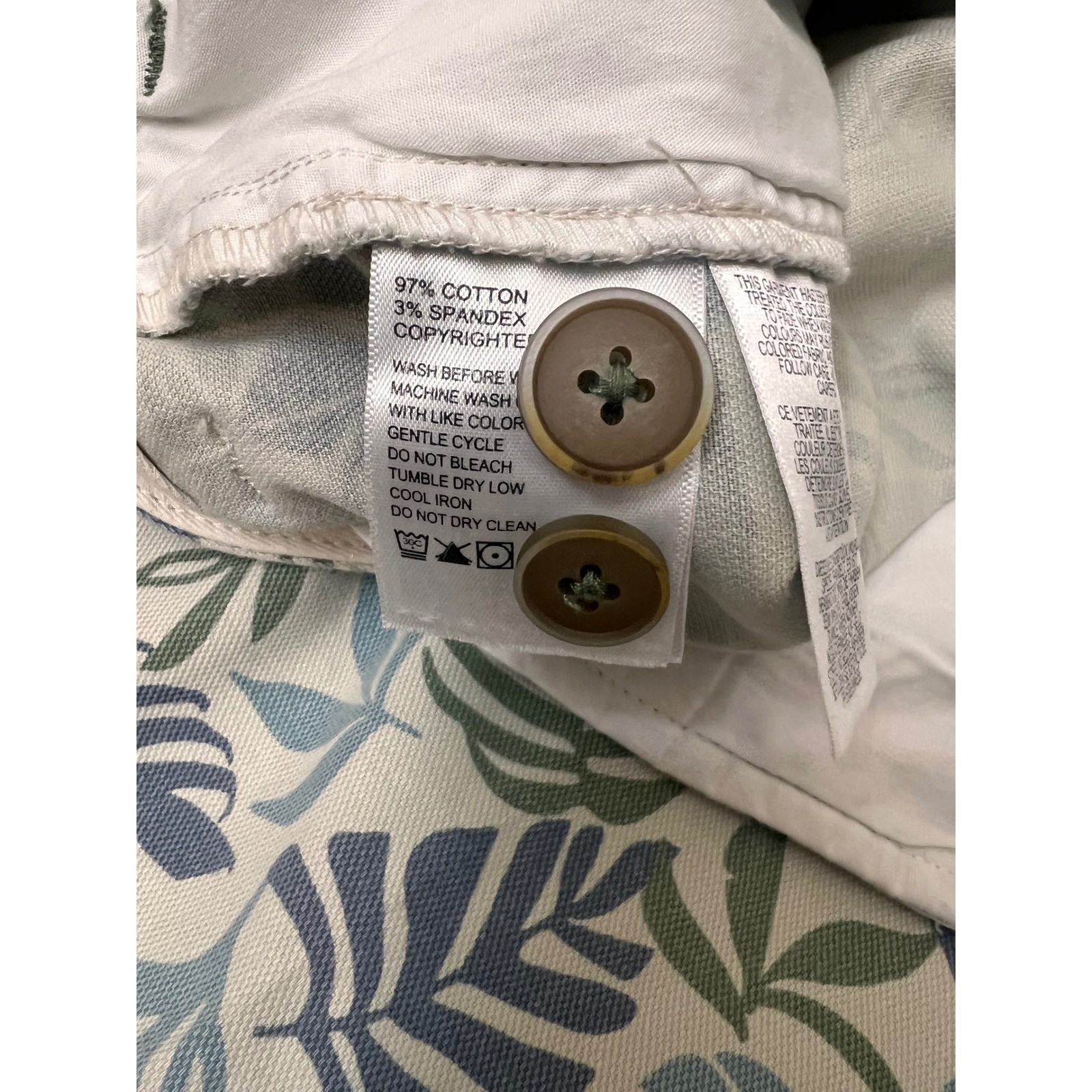 Tommy Bahama Mens 40 Tropical Leaf Print Cargo Shorts Blue Green Cotton Stretch