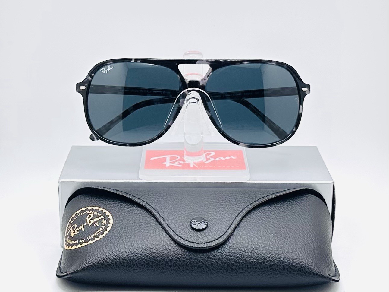 Ray-Ban RB2198 Bill 60mm Pilot Oversized Sunglasses Gray Havana Frame Gray Lens