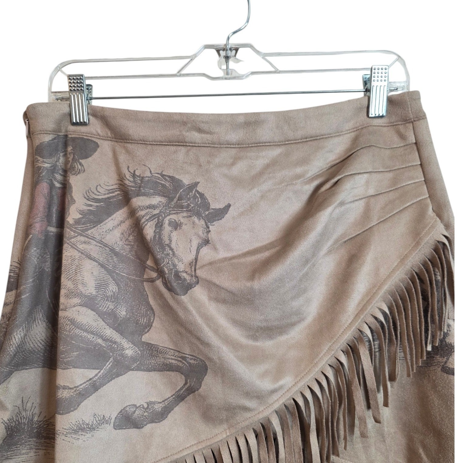 Lucky & Blessed Large Faux Suede Fringe Tassel Cowgirl Short Skirt Western New