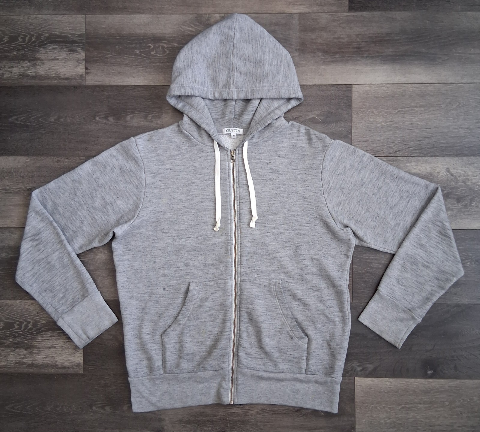 Gustin Full Zip Lightweight Fleece Hoodie Heather Grey Mens Size Medium
