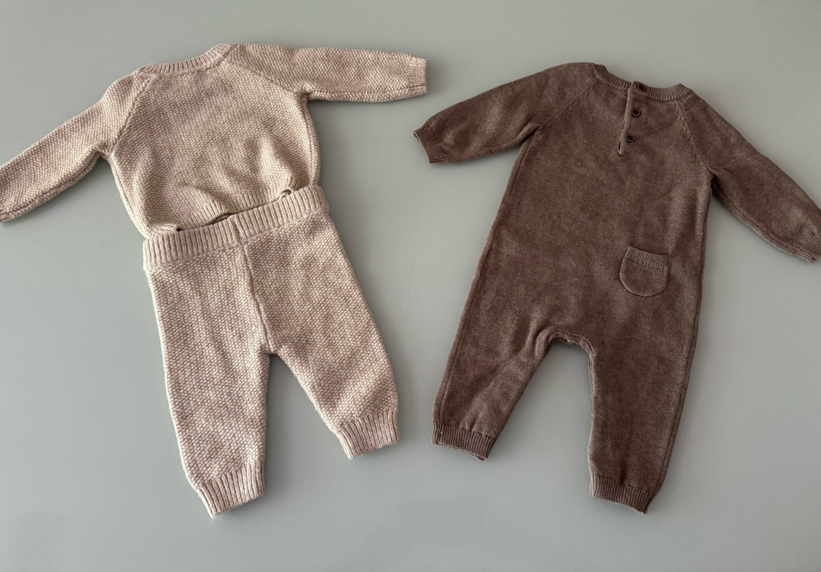 JANIE AND JACK Snow Cub Tan Cable Knit Romper Set Size 0/0-3Month