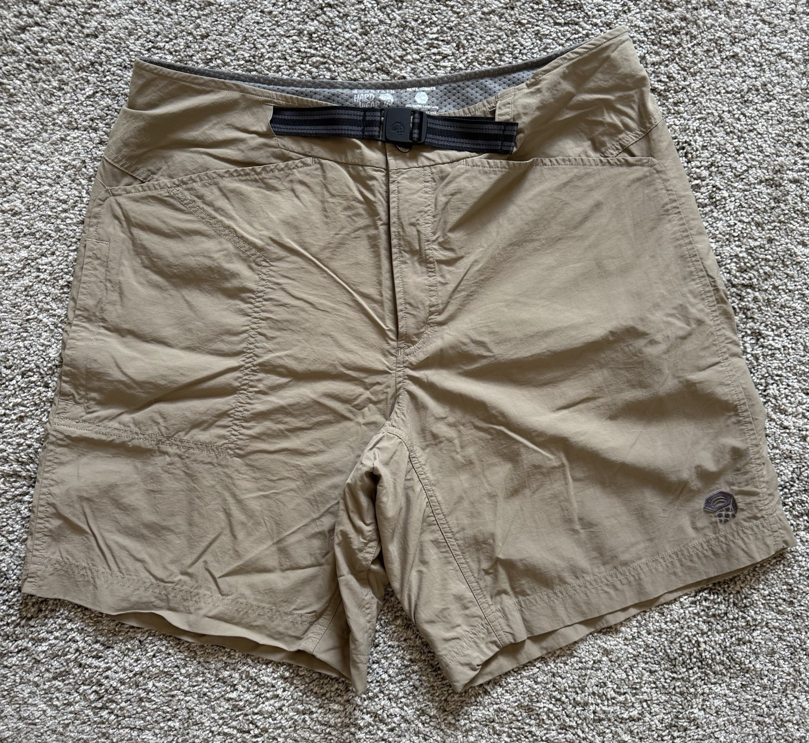 Mountain Hardwear Canyon Shorts Driftwood UPF 50 Nylon Hiking Belted Size Large