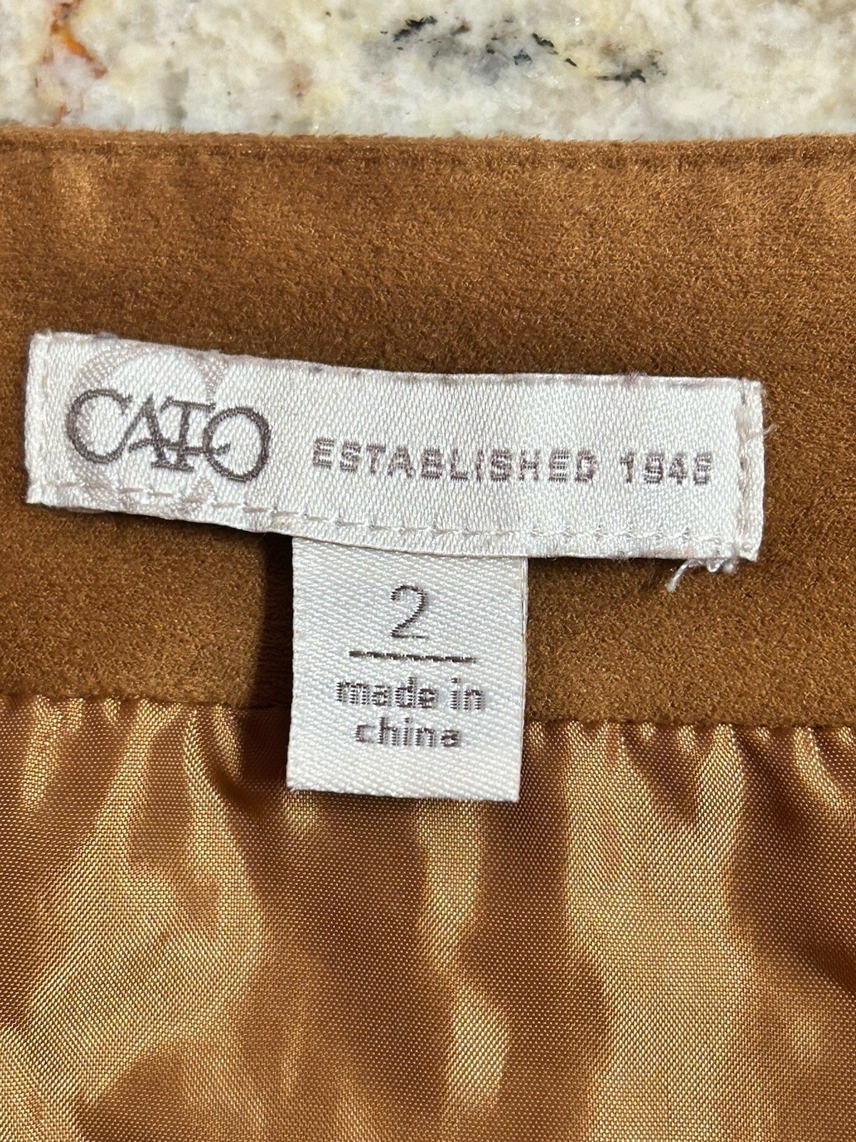Cato Brown Size 2 Lined Faux Suede Skirt Tribal Boho Indian Hippie Western