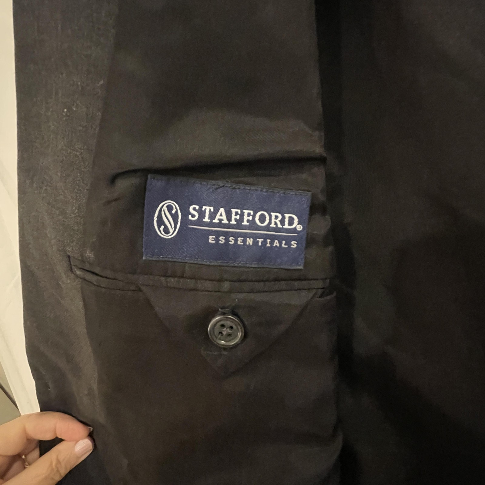 Stafford Essentials Blazer Sport Coat Mens 46R Gray Wool 2 Button Notch Lapel