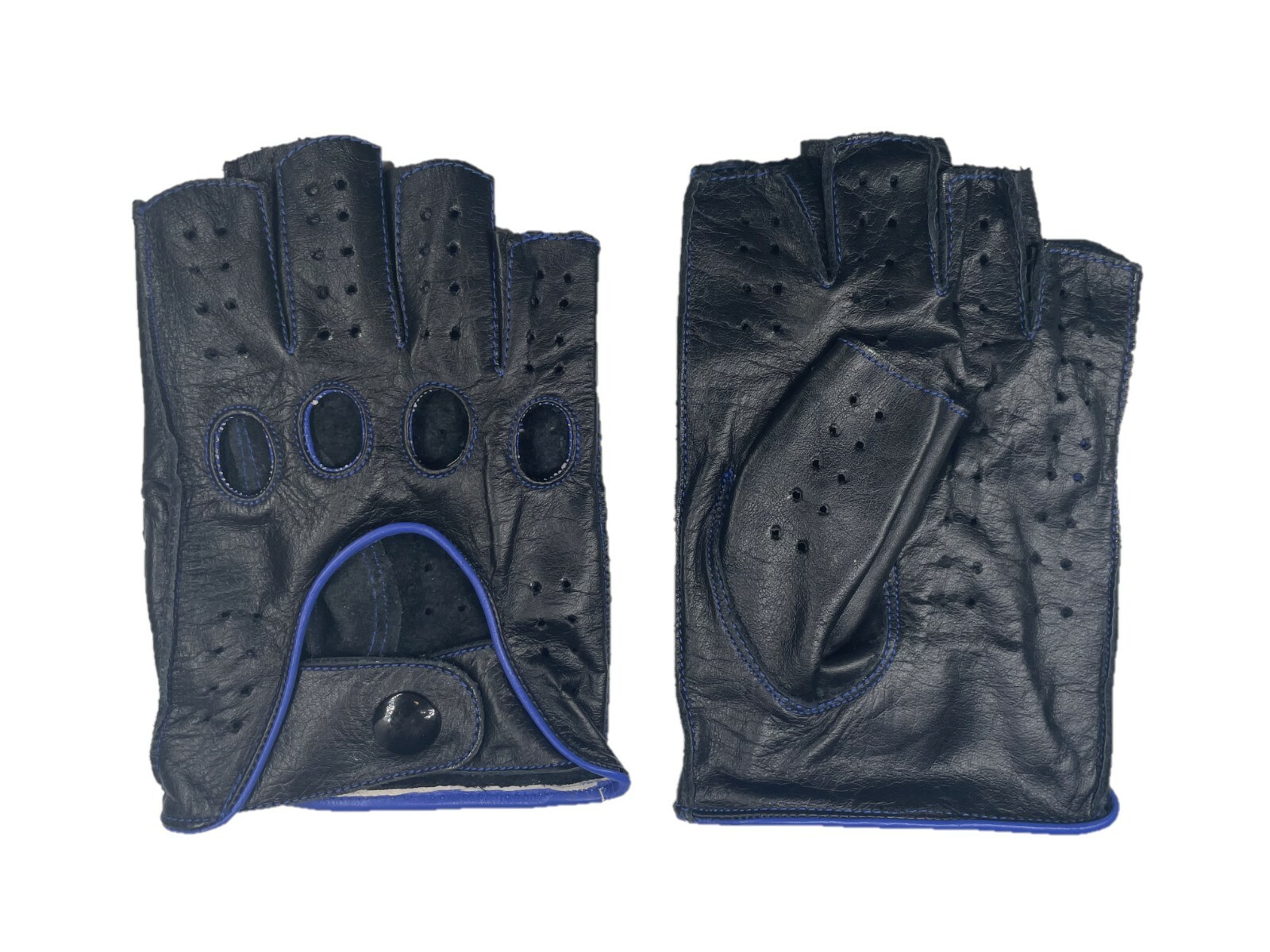 HALF FINGER MEN’S 100% GENUINE LEATHER DRIVING GLOVES REVERSE STITCH CHAUFFEUR