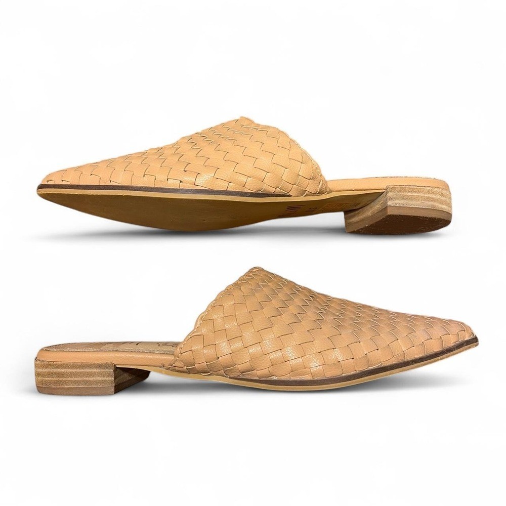 Woven Tan Leather Mules