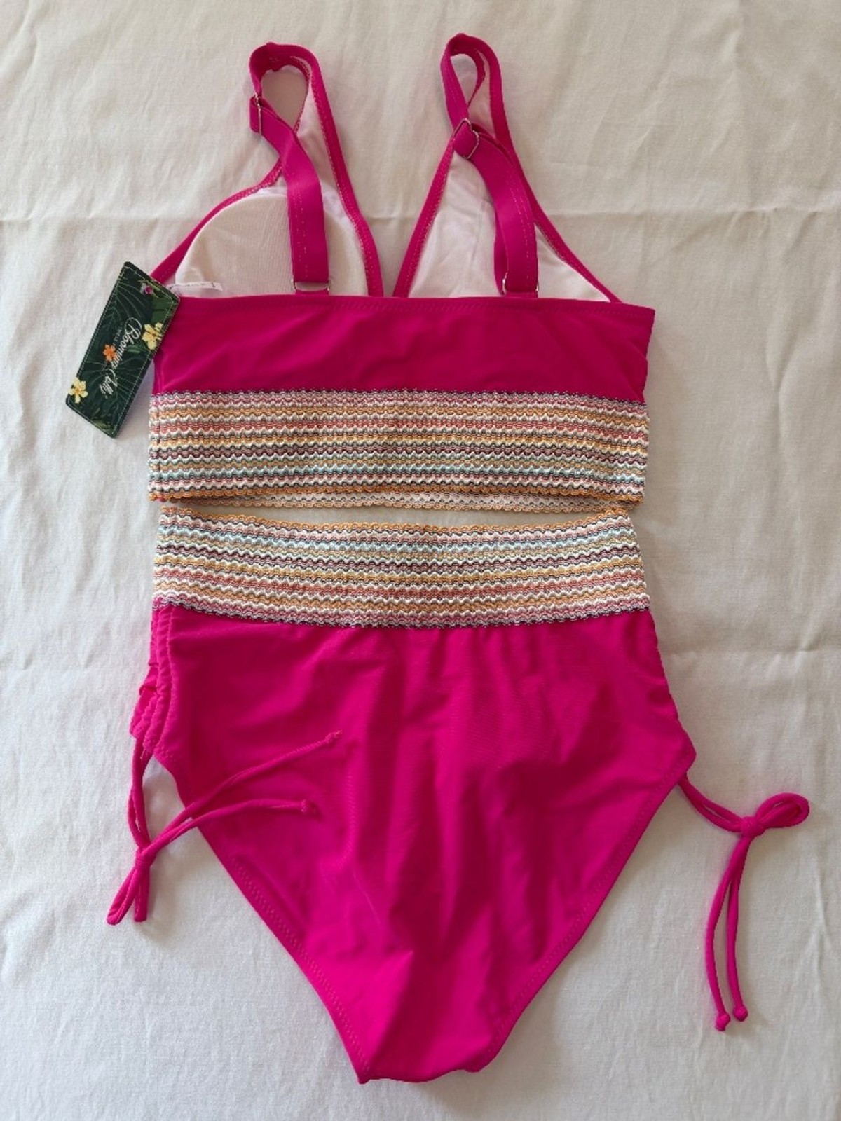 Blooming Jelly One Piece Swimsuit Pink Smocked Cutout Ruched NWT Size Small