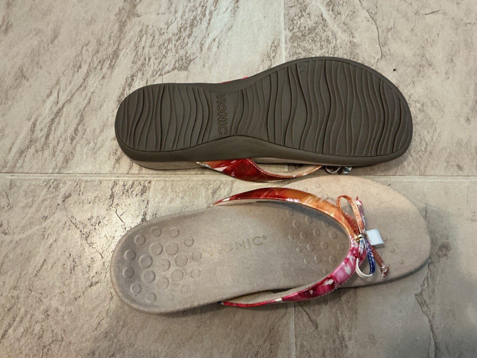 New Vionic Bella II Floral Print Toe Post Flip Flops Sandals Women 9