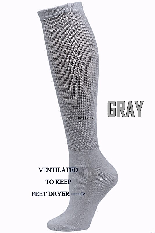3 Pairs Physicians Choice OVER THE CALF / KNEE Cushioned Diabetic Socks USA Made
