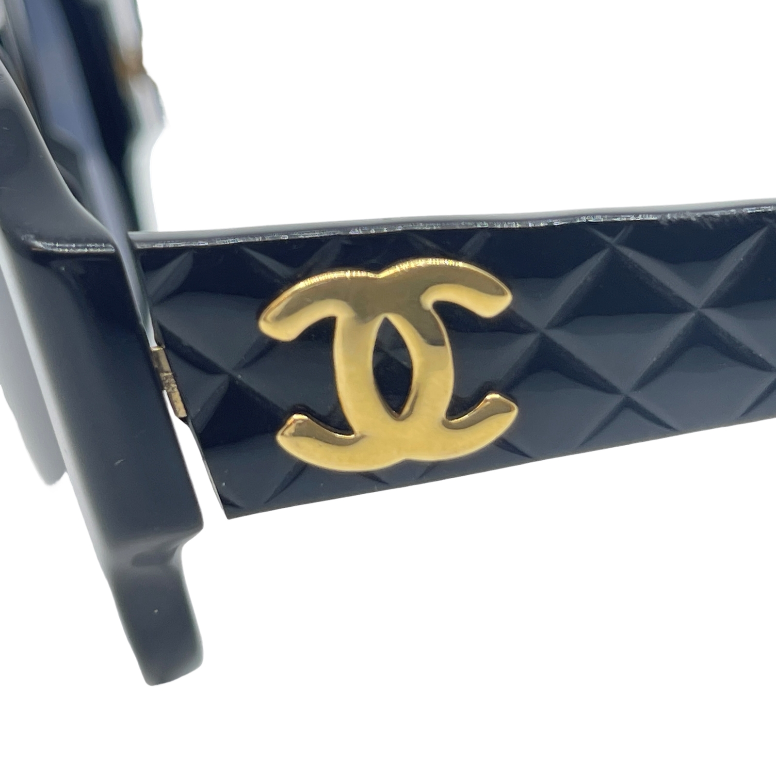 Authentic CHANEL Gold CC 0005 Sunglasses Black Jelly/Plastic #36635014