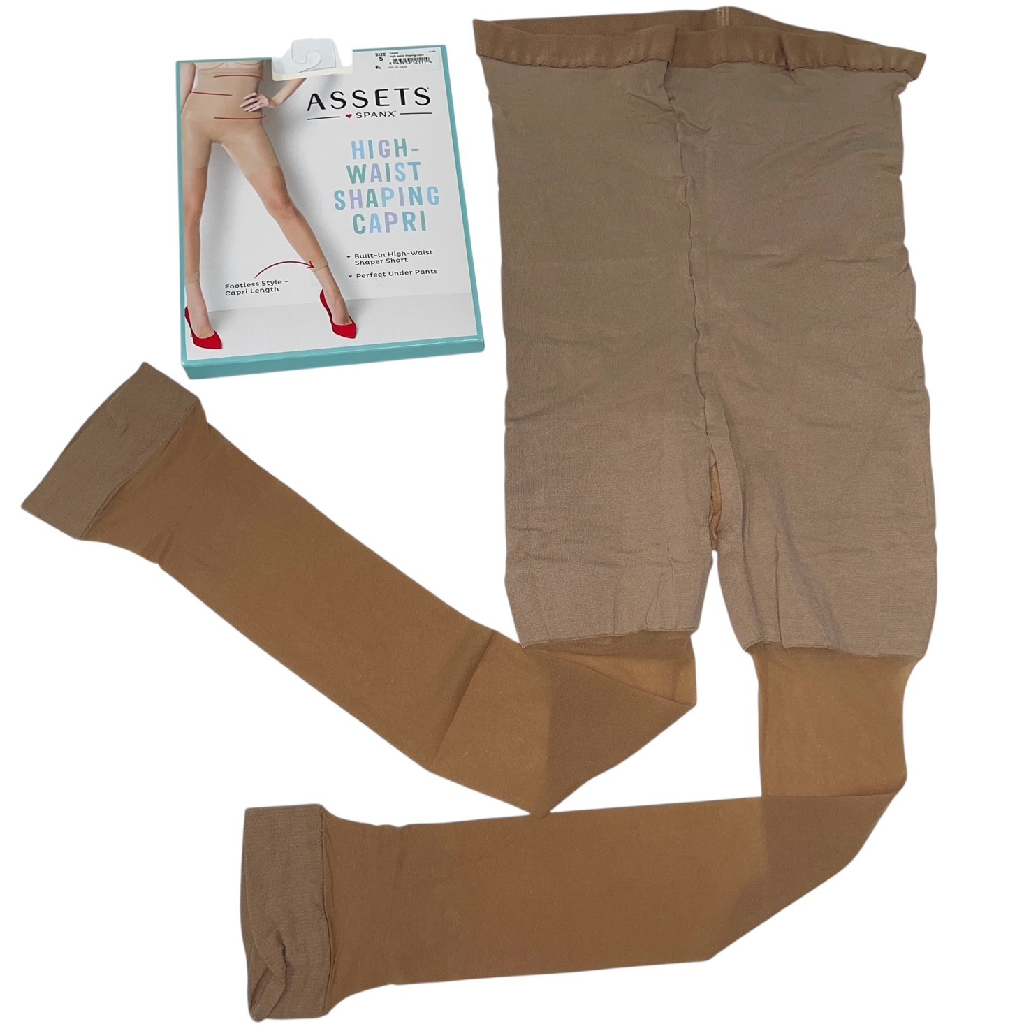 Spanx Assets High Waist Shaping Footless Capri Shaper Short Beige Nude 268B